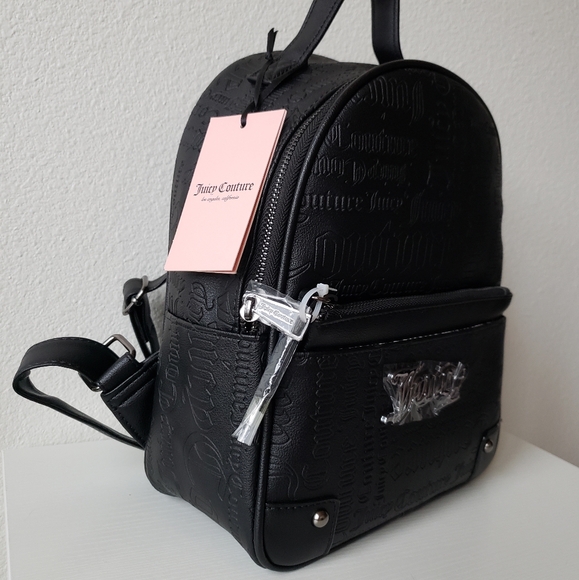 ❌SOLD❌Juicy Couture Backpack 2pc with Pouch Embossed Black Y2k Grunge - Picture 14 of 14